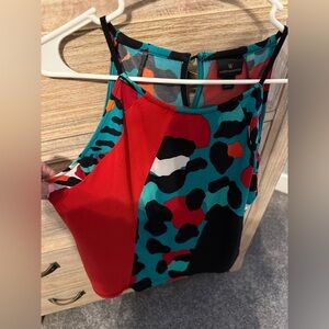 Worthington Teal, Red & Black Mixed Print Sleeveless Camisole